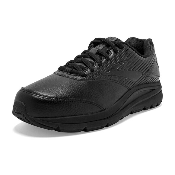 $150 BROOKS Addiction Walker 2 RUNNING SNEAKER BLACK LEATHER 10.5 WIDE (TPO3) - Picture 1 of 7